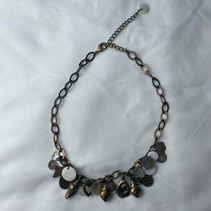Women's Fashion Jewelry - Gold-toned Seashell Necklace with carved shells